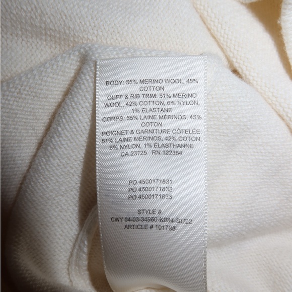 Wilfred Aritzia Cream Merino Wool Blend Polo Sweater | Size Large - Picture 3 of 3